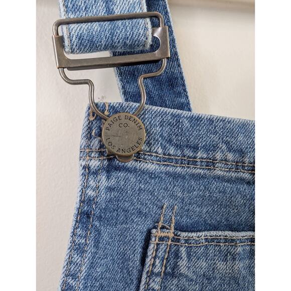 Anthropologie PAIGE Nellie Denim Raw Hem Overalls in Clarkson Wash Size 24 - Picture 5 of 15